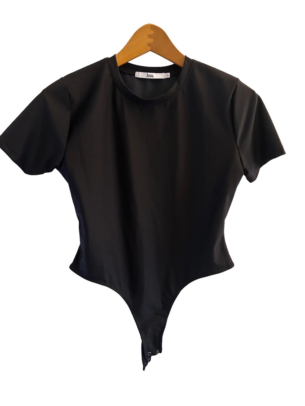 Boa Black Short-Sleeve Nylon Spandex Bodysuit XL
